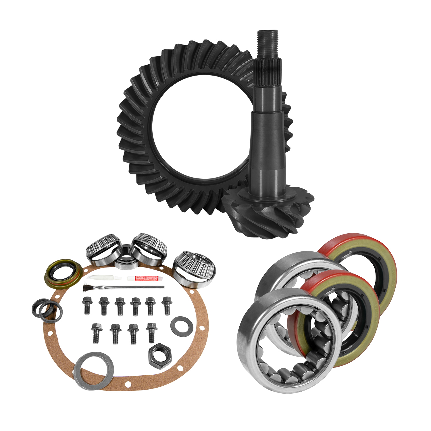 8.25" CHY 3.73 Rear Ring & Pinion, Install Kit, 1.618" ID Axle Bearings & Seals 