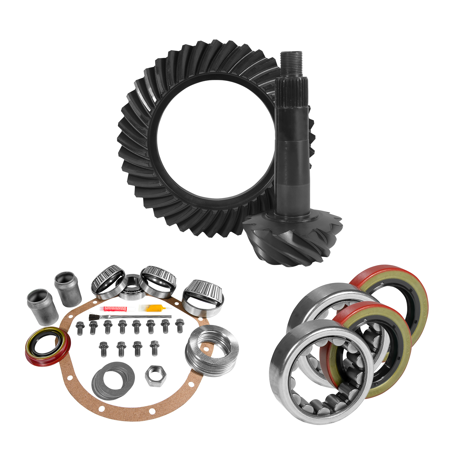 8.875" GM 12T 4.11 Rear Ring & Pinion, Install Kit, Axle Bearings & Seals 