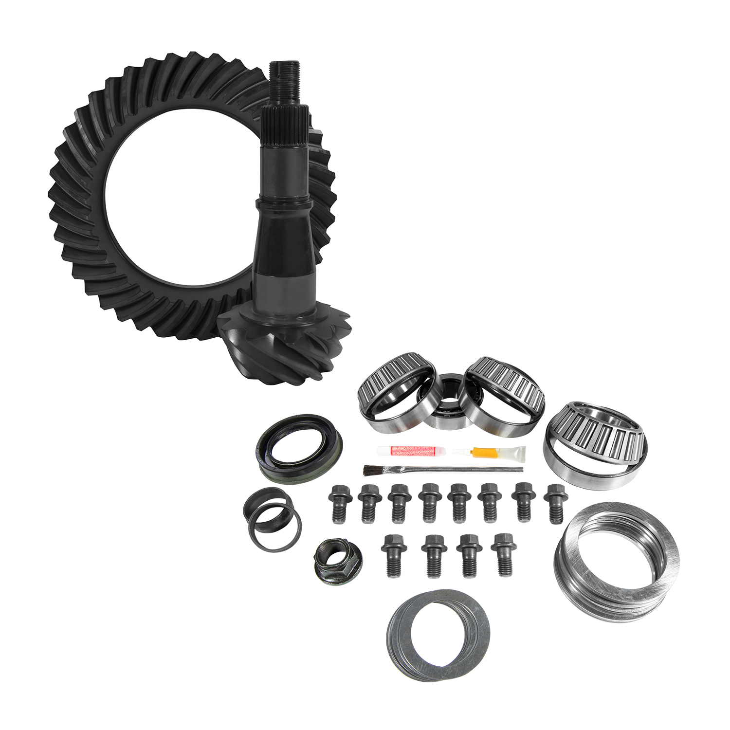 9.5" GM 4.11 Rear Ring & Pinion, Install Kit, Axle Bearings & Seals 