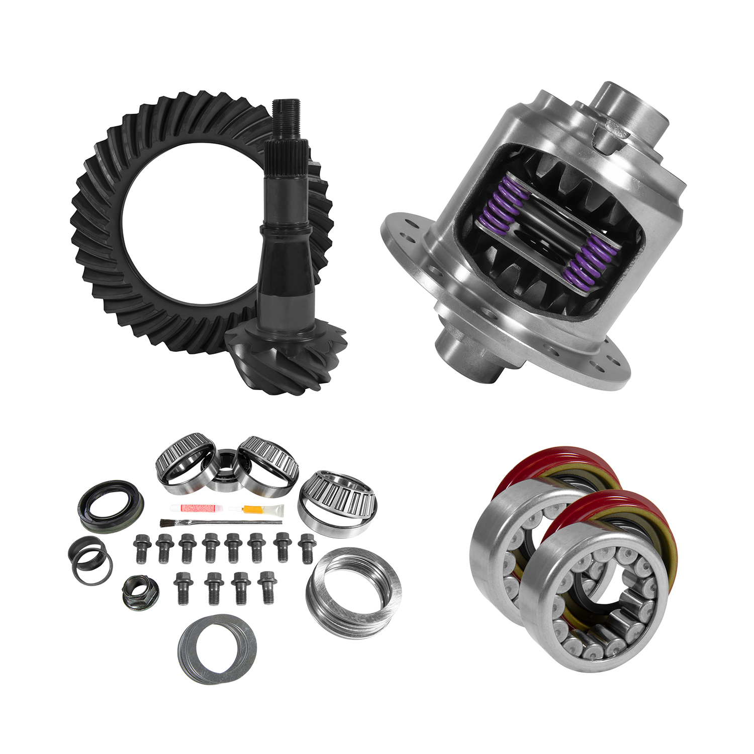 9.5" GM 3.73 Rear Ring & Pinion, Install Kit, 33spl Posi, Axle Bearing & Seals 