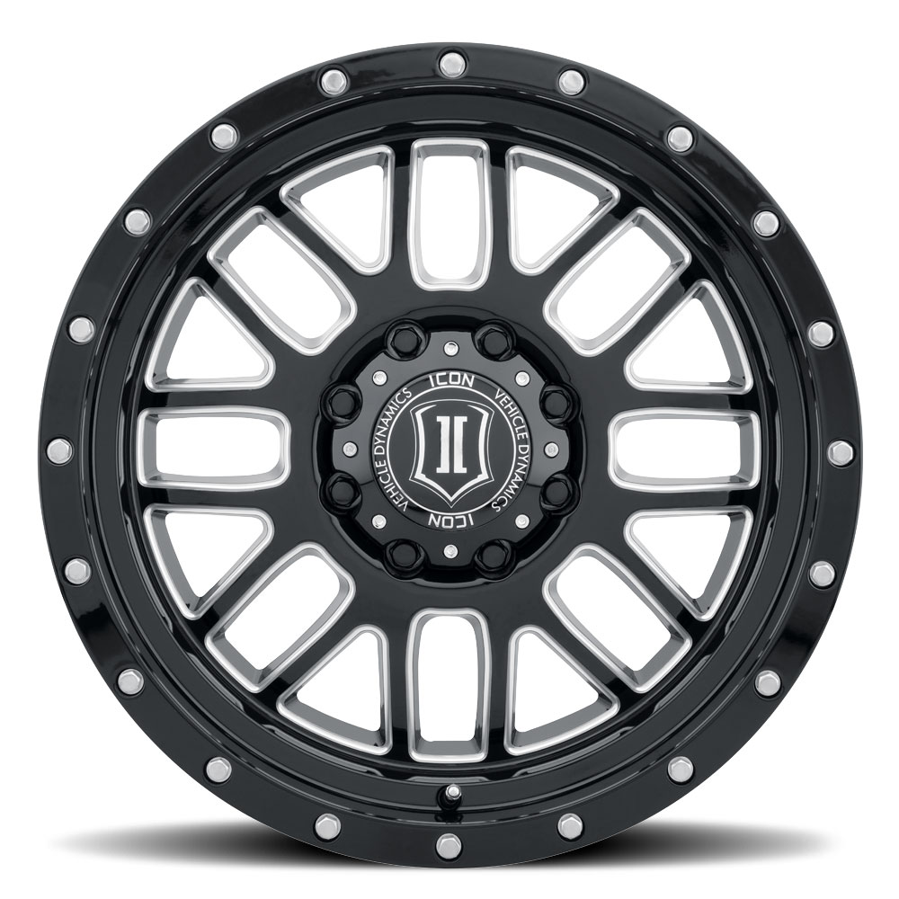 ICON Alloys Alpha, Gloss Black, Milled Windows, 20x9 / 6x135, 16mm OS, 5.625" BS