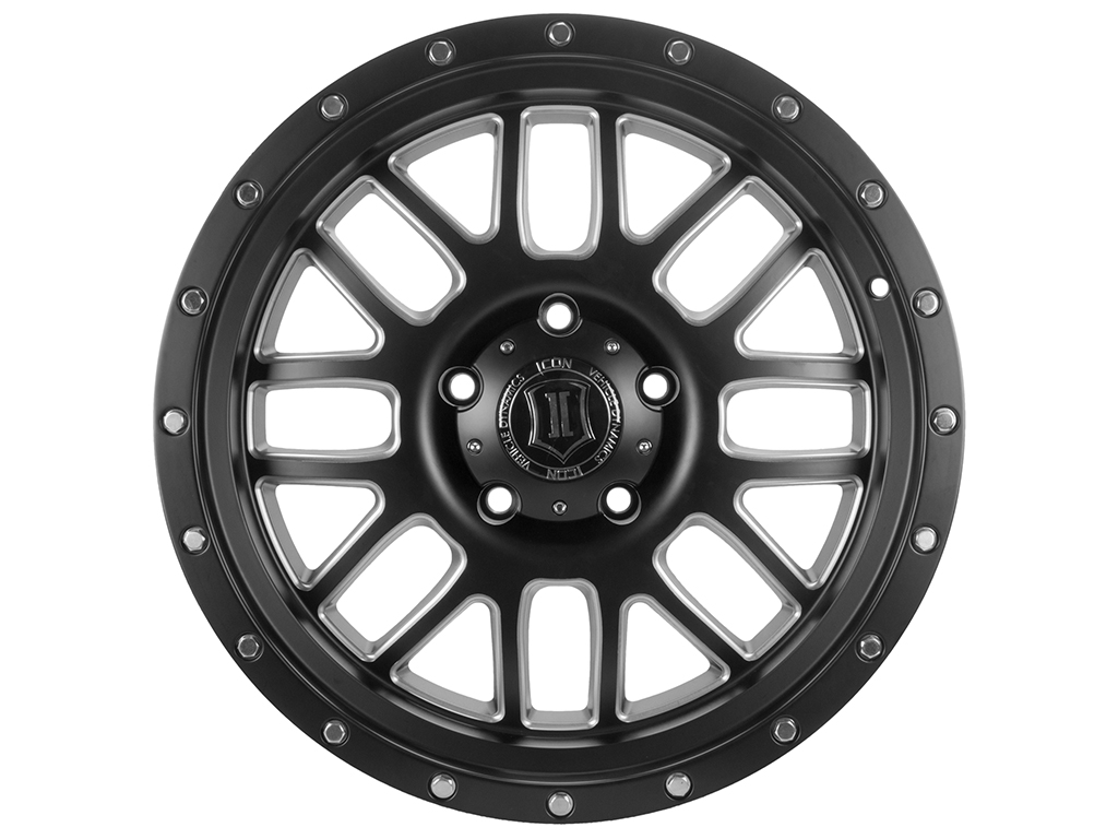 ICON Alloys Alpha, Satin Black, Milled Windows, 20x9 / 6x135, 16mm OS, 5.625" BS