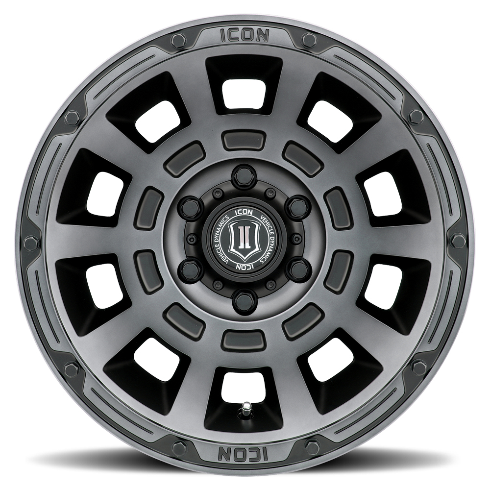 ICON Alloys Thrust, Smoked Satin Black, 17 x 8.5 /5 x 150, 25mm Offset, 5.75" BS