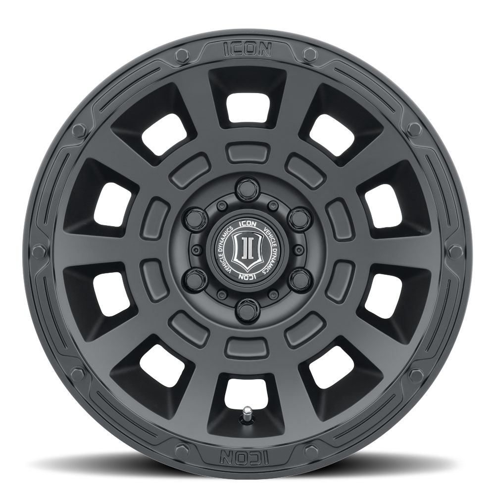 ICON Alloys Thrust, Satin Black, 17 x 8.5 / 6 x 135, 6mm Offset, 5" BS