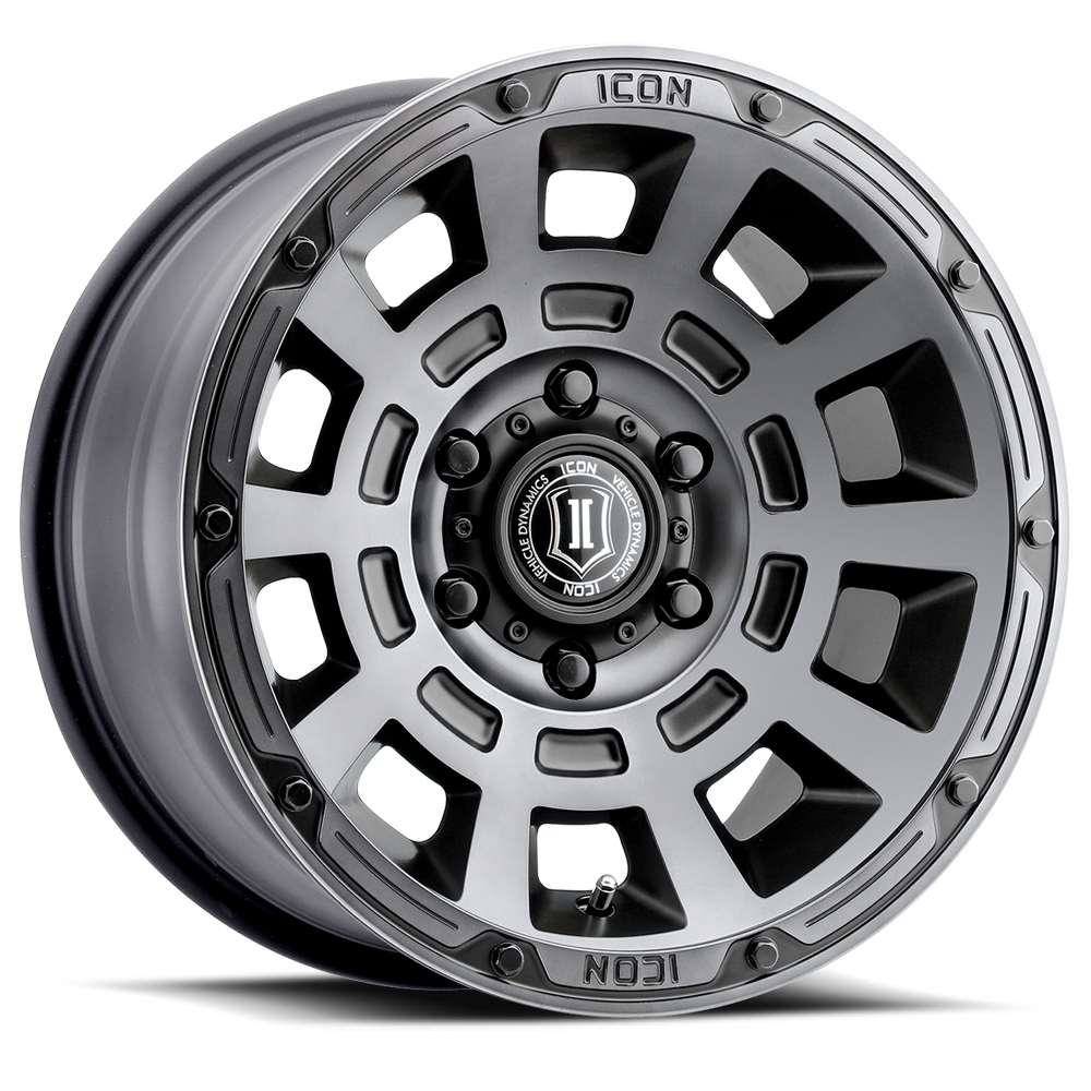 ICON Alloys Thrust, Smoked Satin Black, 17 x 8.5 / 6 x 120, 0mm Offset, 4.75" BS