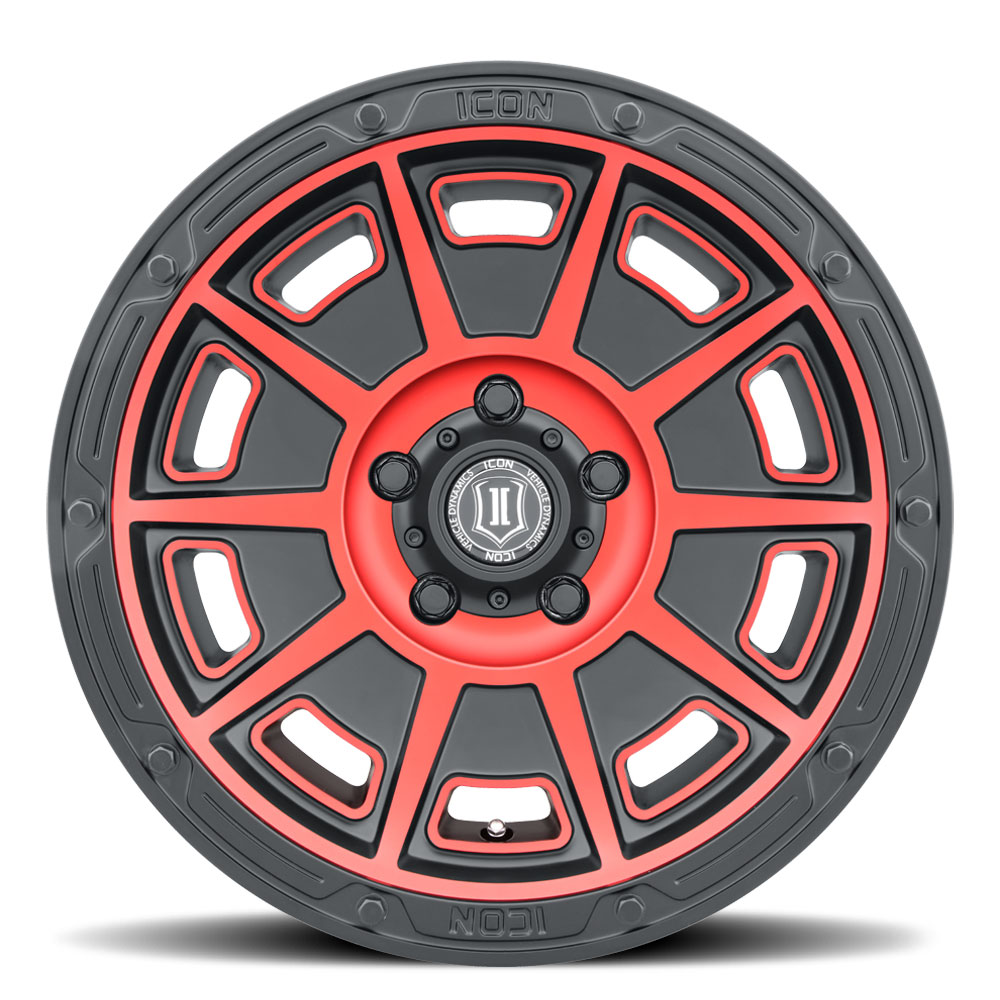 ICON Alloys Victory, Satin Black w/Red, 17 x 8.5 / 6 x 135, 6mm Offset, 5" BS