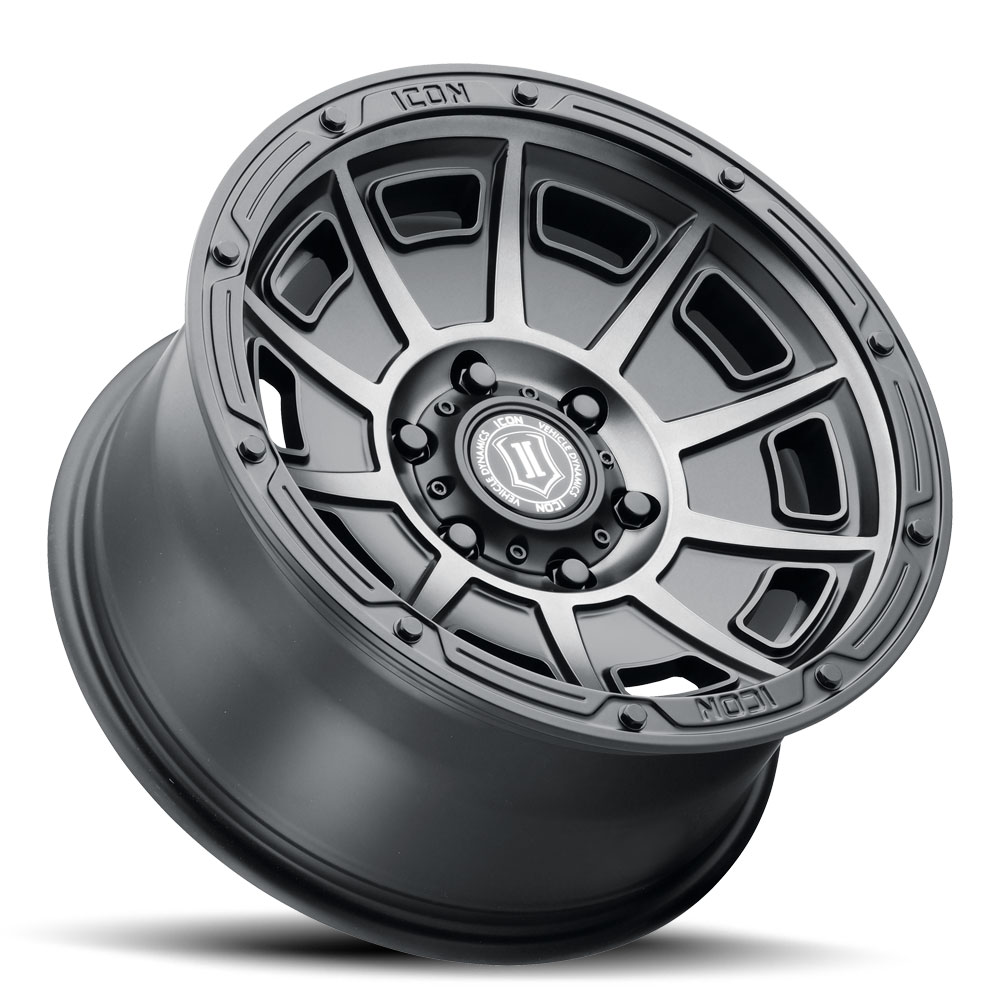 ICON Alloys Victory, Smoked Satin Black, 17 x 8.5 / 6 x 135, 6mm Offset, 5" BS