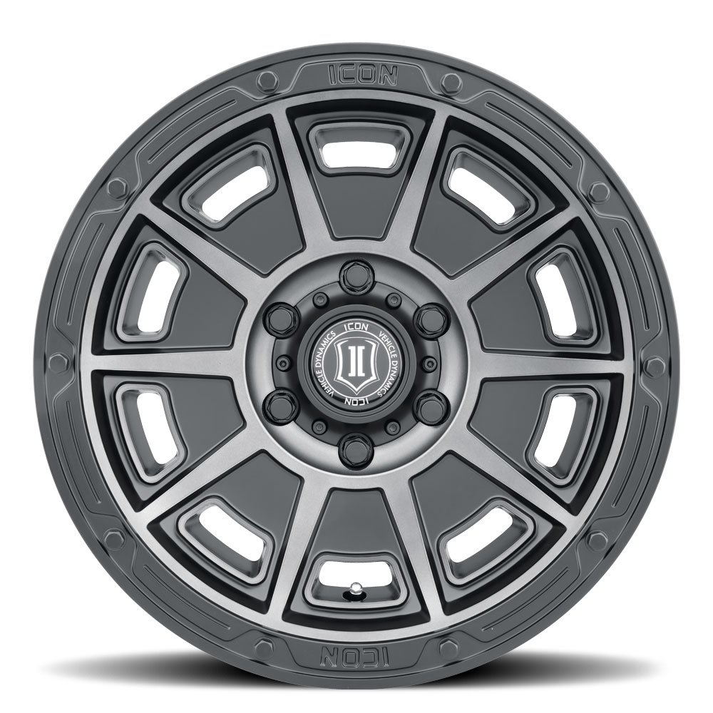 ICON Alloys Victory, Smoked Satin Black, 17 x 8.5 / 6 x 135, 6mm Offset, 5" BS