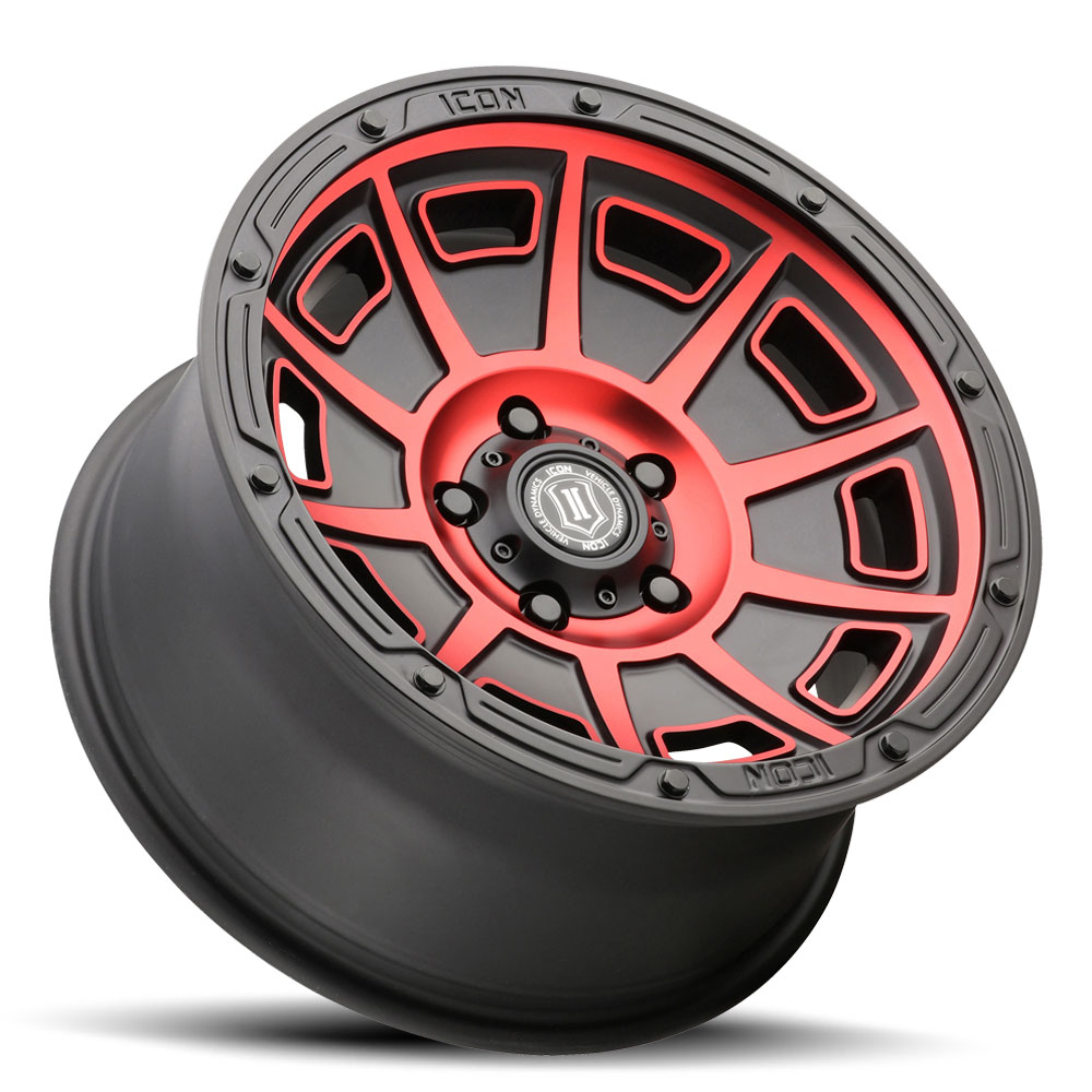 ICON Alloys Victory, Satin Black w/Red, 17 x 8.5 / 6 x 120, 0mm Offset, 4.75" BS