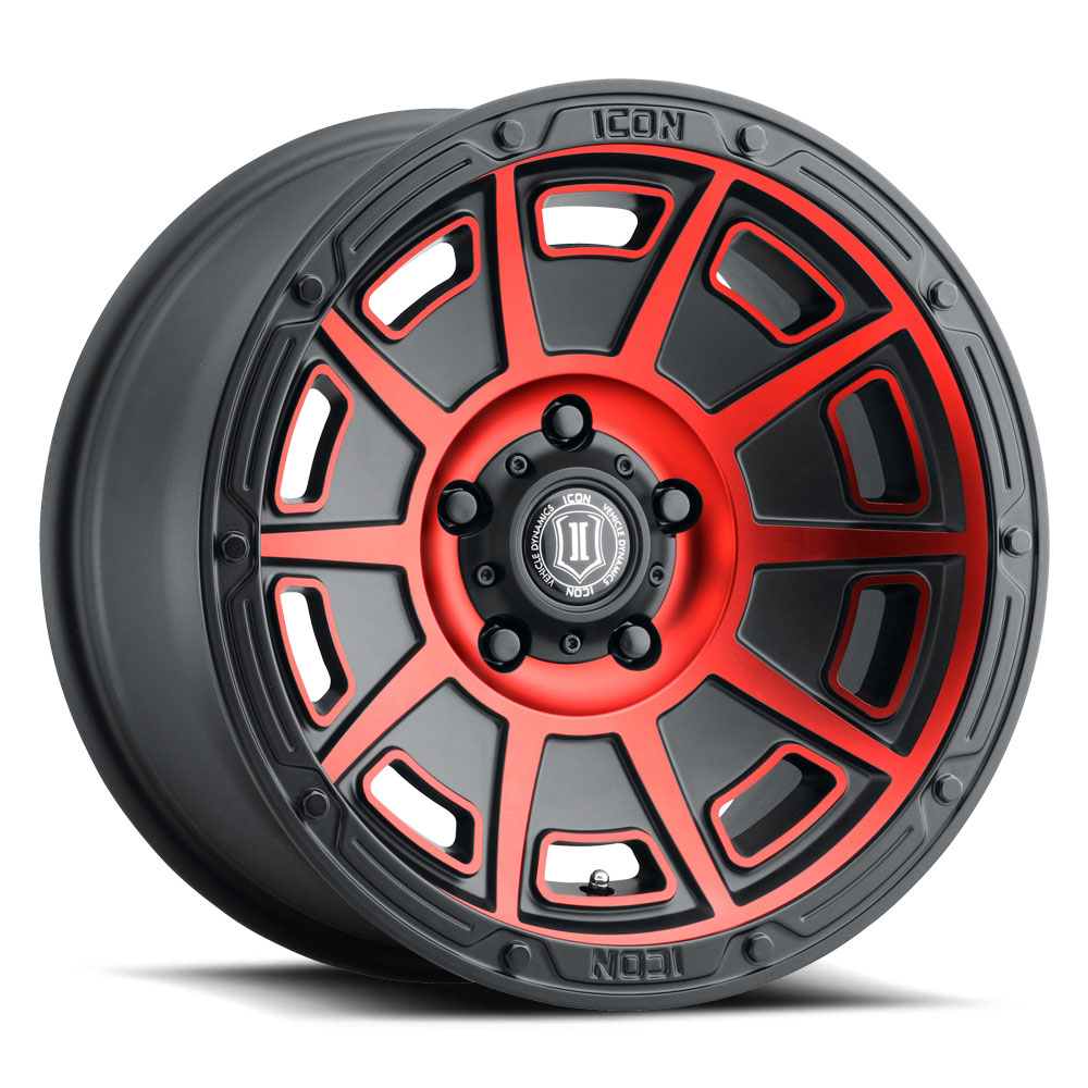 ICON Alloys Victory, Satin Black w/Red, 17 x 8.5 / 6 x 120, 0mm Offset, 4.75" BS