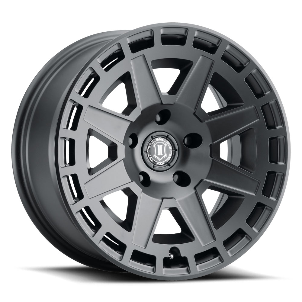 ICON Alloys Compass, Satin Black, 17 x 8.5 / 5 x 5, -6mm Offset, 4.5" BS