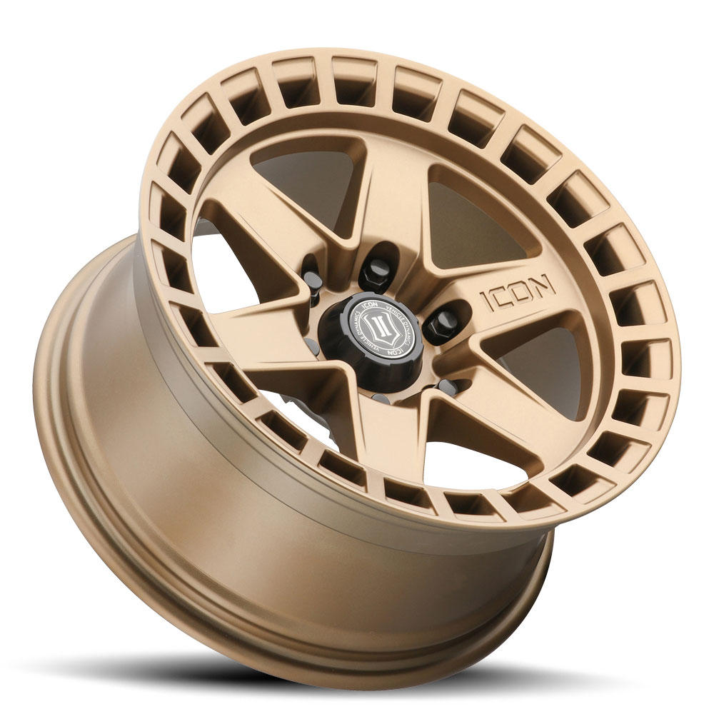 ICON Alloys Raider, Satin Brass, 17 x 8.5 / 6 x 135, 6mm Offset, 5" BS