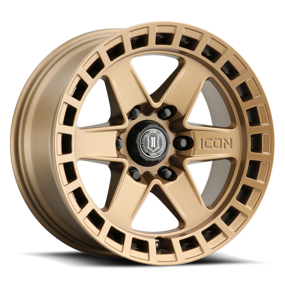 ICON Alloys Raider, Satin Brass, 17 x 8.5 / 6 x 5.5, 0mm Offset, 4.75" BS