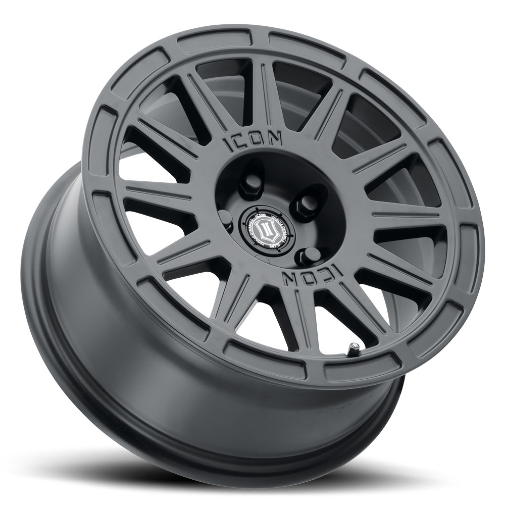 ICON Alloys Ricochet, Satin Black, 15 x 7 / 5 x 100, 15mm Offset, 4.6" BS