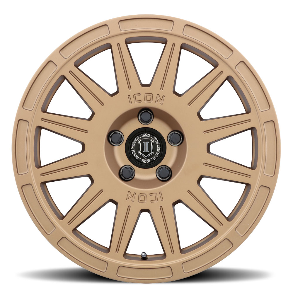 ICON Alloys Ricochet, Satin Gold, 17 x 8 / 5 x 100, 38mm Offset, 6" BS