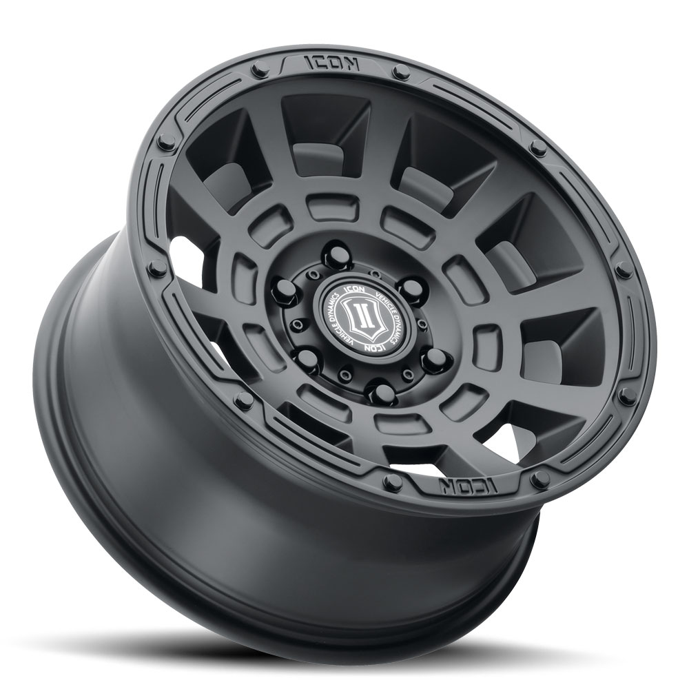 ICON Alloys Thrust, Satin Black, 17 x 8.5 / 6 x 5.5, 25mm Offset, 5.75" BS