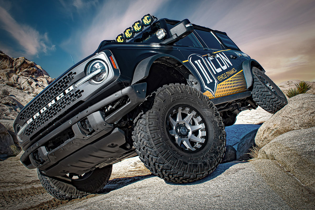 ICON 2021-2023 Bronco Sasquatch, 2-3" Lift, Stage 5 Suspension System, Tubular UCA, Heavy Rate Rear Spring