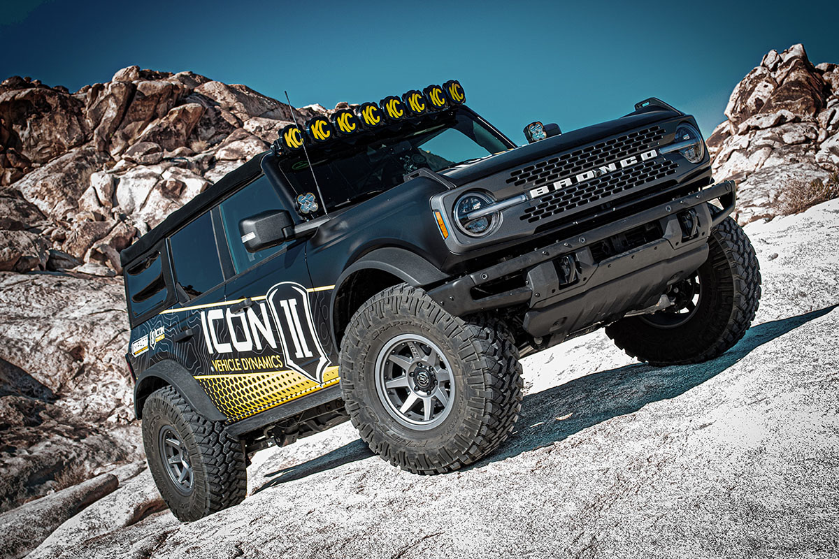 ICON 2021-2023 Bronco Sasquatch, 2-3" Lift, Stage 5 Suspension System, Tubular UCA, Heavy Rate Rear Spring