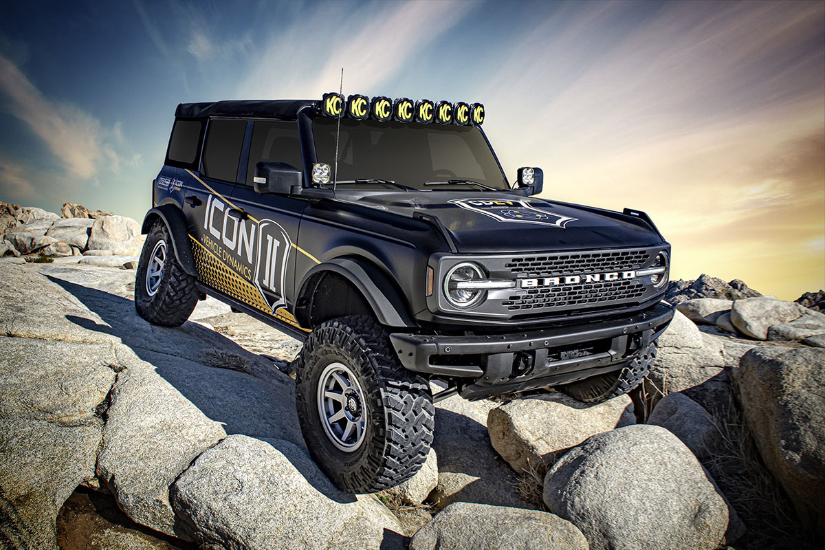 ICON 2021-2023 Bronco Sasquatch, 2-3" Lift, Stage 7 Suspension System, Tubular UCA, Heavy Rate Rear Spring