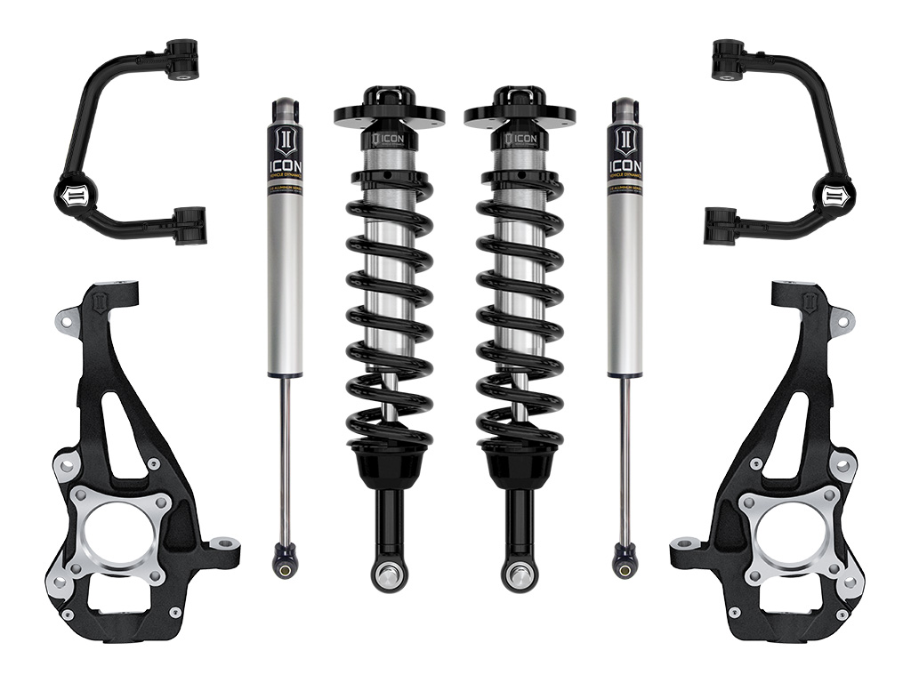 ICON 2021-2023 Ford F-150 4WD, 3.5-4.5" Lift, Stage 1 Suspension System, Tubular UCA