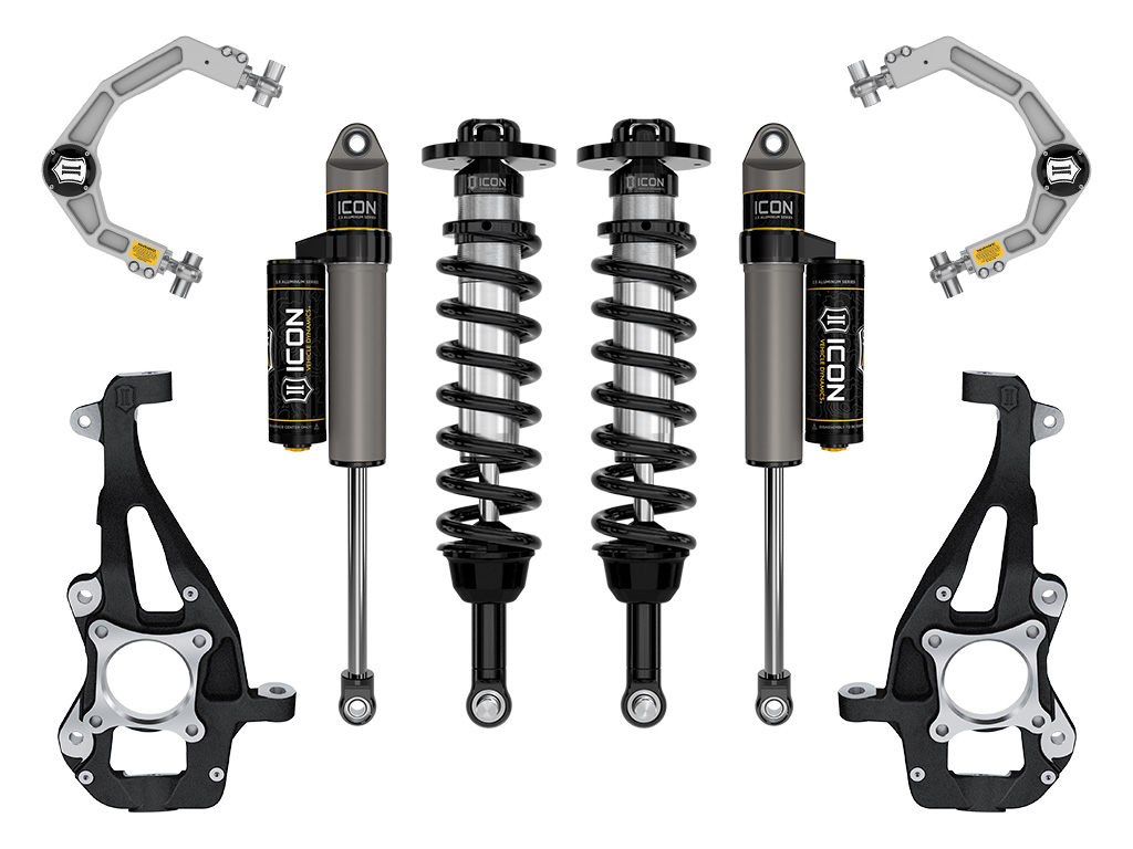 ICON 2021-2023 Ford F-150 4WD, 3.5-4.5" Lift, Stage 2 Suspension System, Billet UCA