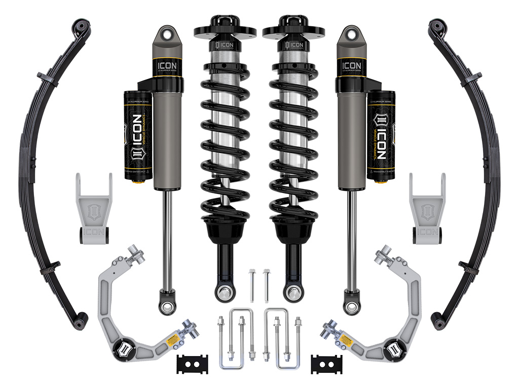 ICON 2021-2023 Ford F-150 Tremor, 2.5-3" Lift, Stage 2 Suspension System, Billet UCA w/ Leaf Packs