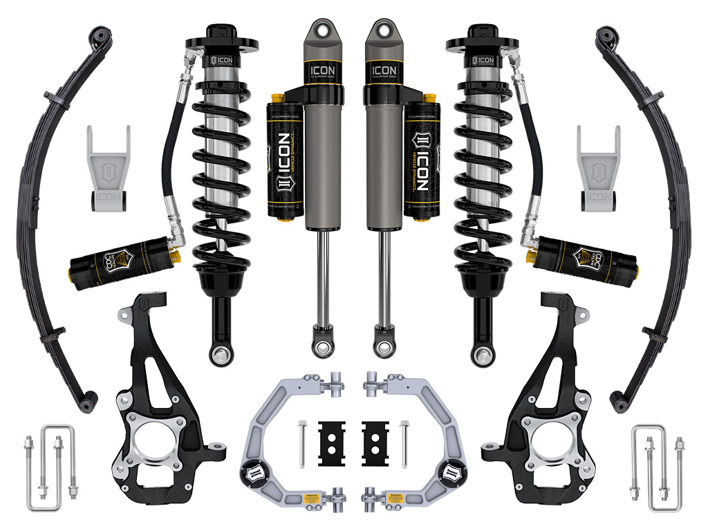 ICON 2021-2023 Ford F-150 4WD, 3.5-4.5" Lift, Stage 4 Suspension System, Billet UCA w/ Leaf Packs