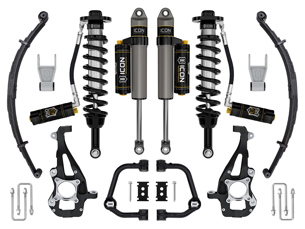 ICON 2021-2023 Ford F-150 4WD, 3.5-4.5" Lift, Stage 4 Suspension System, Tubular UCA w/ Leaf Packs