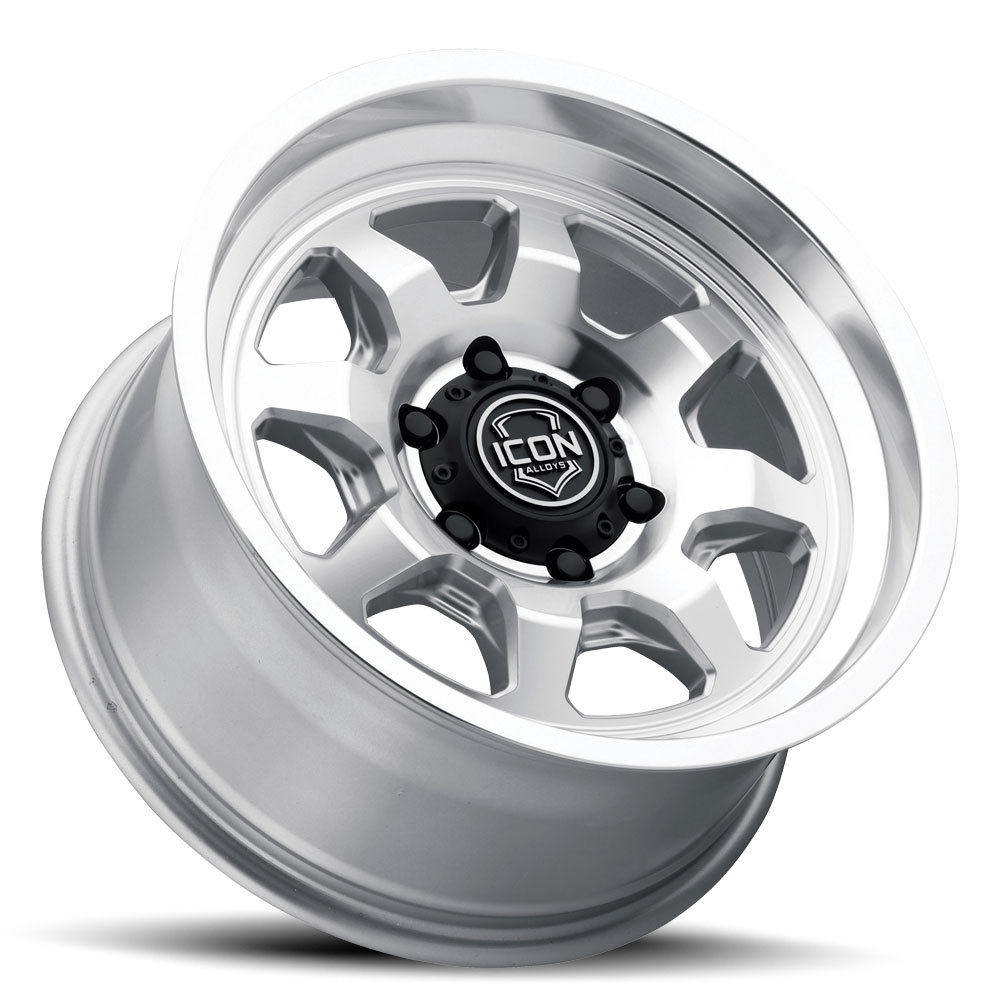 ICON Alloys Nuevo, Silver Machined, 17 x 8.5 / 5 x 5, -6mm Offset, 4.5" BS