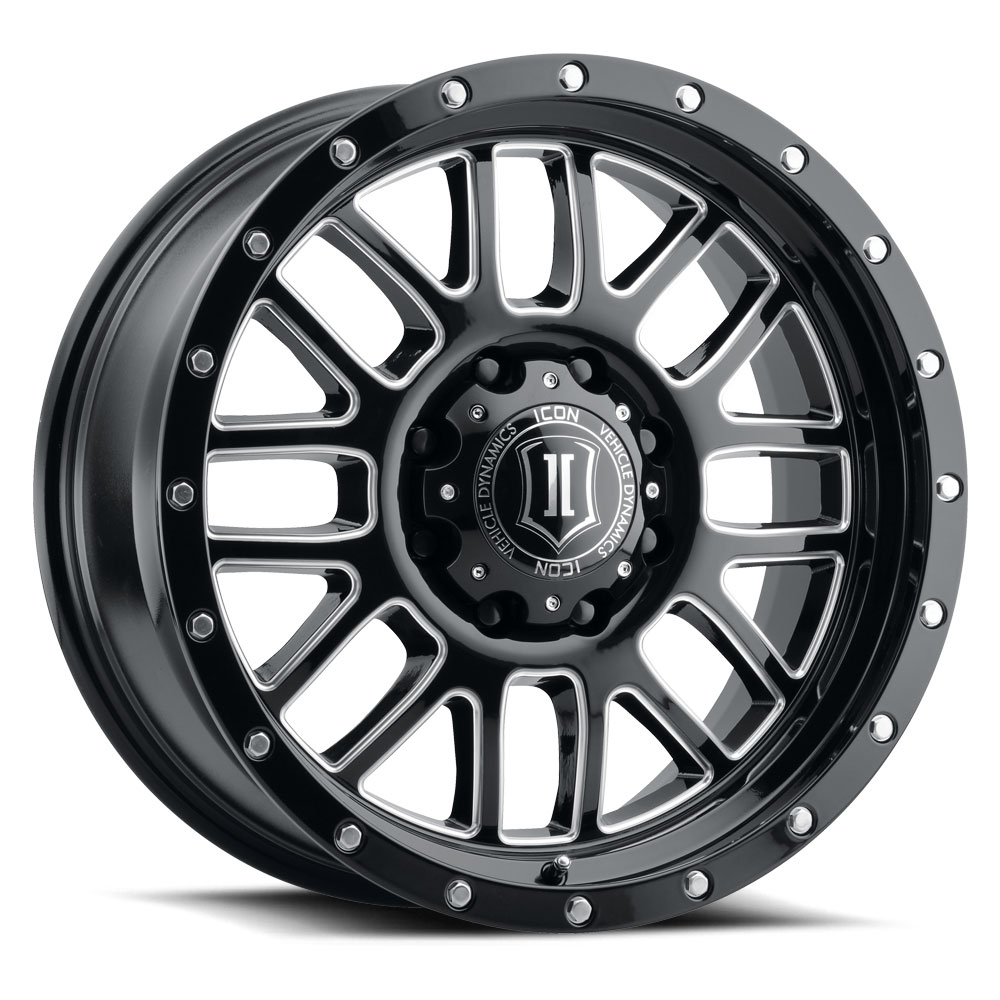 ICON Alloys Alpha, Gloss Black with Milled Windows, 20 x 9 / 6 x 5.5, 16mm Offset, 5.625" BS