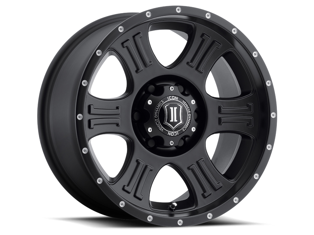 ICON Alloys Shield, Satin Black, 17 x 8.5 / 5 x 5, 0mm Offset, 4.75" BS