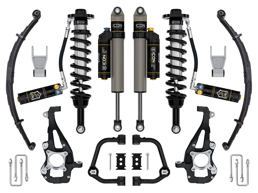 ICON 2021-2024 Ford F-150 4WD, 3.5-4.5" Lift, Stage 4 Suspension System, Tubular, CDXS, w/ Leaf Packs